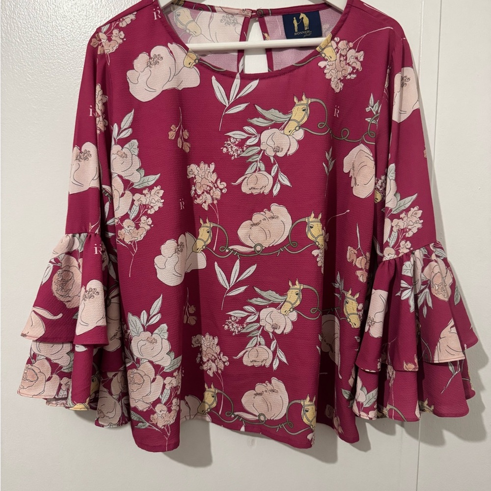 Floral Ruffle Sleeve Top - Pink